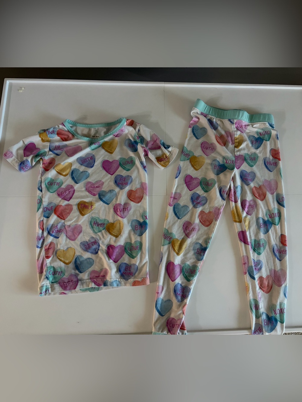 Little Sleepies Pastel Heart PJ Set in Mint Trim